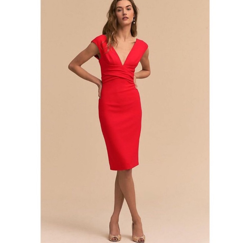 🆕Feminine NWOT BHLDN Danica cherry red midi dress